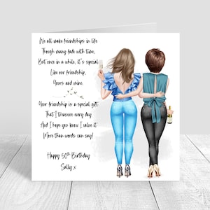 Women's Personalised Best Friend Happy Birthday Handmade Card for Friend| Bestie Special Friend 18th 21st 25th 30th 35th 40th 50th 60th 1629