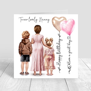 Personalised Happy Birthday Nanny Card, Gran Birthday Card, Nan 70th birthday card, Nan & Granddaughters, 50th 60th 80th, Women's Card 1604