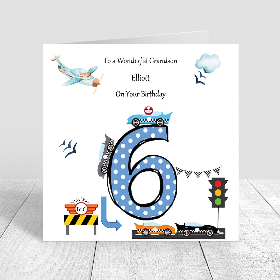 6 Year Old Grandson Birthday Card - View #2