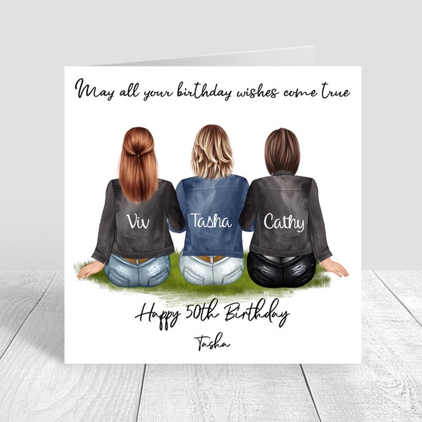 Besties/Hermanas/Amigos Feliz Cumpleaños Tarjeta hecha a mano 18º 21º 25º 30º 35º 40º 50º 60º Personalizado