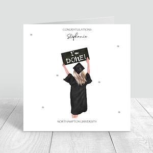 Carte de vœux faite main pour femme | Personnalisé | Félicitations, cadeaux de remise des diplômes PERSONNALISATION DES CHEVEUX