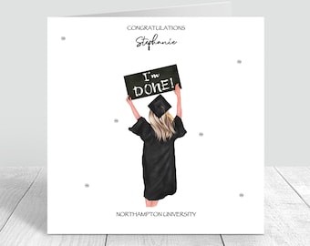 Graduation Handmade Card For Women | Personalised | Congratulations Graduation Gifts CUSTOMISE HAIR