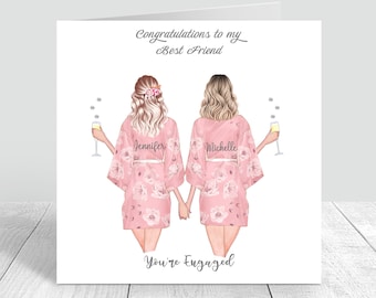 Congratulations You're Engaged Personalised Handmade Card Wedding Gifts Engagement Best Fiend Sister Bridesmaid **CUSTOMISE HAIR STYLES **