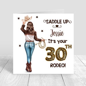 Personalised Women's Happy Birthday card, Saddle Up, Cowgirl Birthday Card, Rodeo, Sister Bestie Cousin 18th 21st 25th 30th 35th 40th 1580