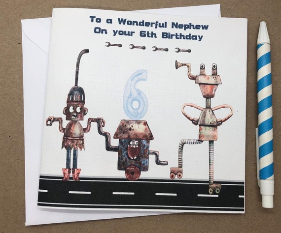 Personalised Handmade Robot Birthday Card