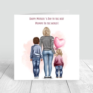 Tarjeta feliz del día de la madre Mamá hecha a mano y personalizada / Mamá / Mamá e hijo / Hija Con tarjeta de amor Regalo personalizado del día de la madre 893