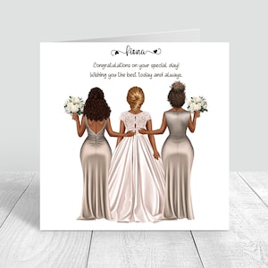 Le jour de votre mariage, carte personnalisée faite main pour meilleur ami/soeur/cousin diverses coiffures/boho/carte de mariage de style bohème 596