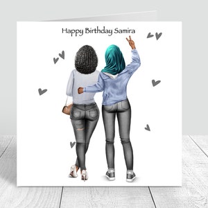 Birthday Card Women's Best Friend Handmade/ Personalised Muslim Ladies card Sister/ Bestie / Auntie / 18th 21st 25th 30th 40th 50th 275