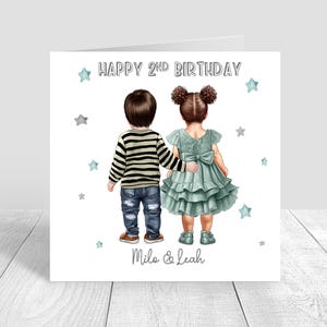 Personalised Twin Boy, Girl Birthday Card,Twin Handmade & Personalised Cards 1st 2nd 3rd Birthday Daughter Grandson Son Nephew Brother 1578