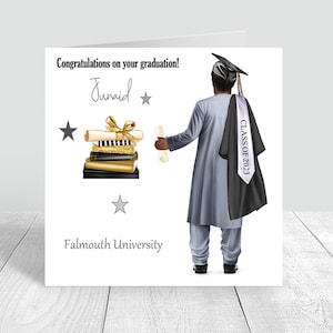 Carte de remise des diplômes personnalisée pour hommes, carte de diplômé musulmane, félicitations, carte faite main bravo, cheveux à personnaliser 527