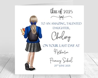 Personalised Girls School Leavers Card, Students End of year Last Day Primary School,Secondary School leaving card,Class of 2025- Blue  1769