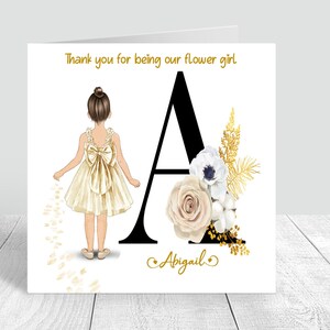Schöne Danke Blumenmädchen Karte - Anpassen der Haare Handmade & personalisierte Blumenmädchen Karte Hochzeit Blumenmädchen Geschenk A-Z Anfang 0037