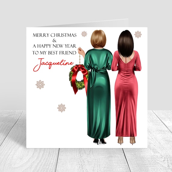 christmas card dresses Personalised Merry Christmas Card Sister / Best Friend Christmas Card  Personalised Xmas Dresses Card Sisters/ Friends/ Christmas Gifts 1361