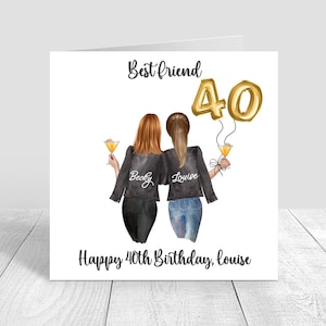 Carte personnalisée joyeux anniversaire meilleure amie pour femme pour sa soeur, meilleure amie, cousine 18e 21e 25e 30e 35e 40e 50e 60e 454