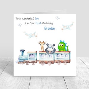 1st Birthday Jungen Zug Geburtstagskarte handgefertigt & personalisiert für Neffe / Sohn / Enkel / Patensohn