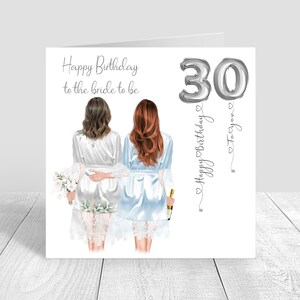Tarjeta de feliz cumpleaños personalizada para mujer Novia para ser cumpleaños Túnicas de boda Hermana Bestie Prima 21 25 30 35 40 50 60 762