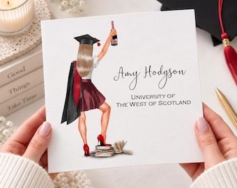 Personalised Graduation Card for Her, University Graduation Card, Congratulations Graduate Card, Custom Name Female Graduation Card,