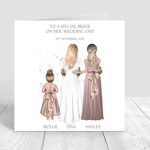 Personalisierte Karte am Hochzeitstag für die beste Freundin Schwester Cousin Verschiedene Frisuren handgefertigt Brautjungfer Trauzeugin Bestie Braut 253