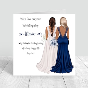 Le jour de votre mariage, carte personnalisée faite main pour meilleur ami/soeur/cousin, diverses coiffures, carte de mariage de la mariée, félicitations 706
