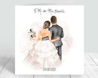 Bride & Groom Wedding Card Personalised Wedding Day Card Congratulations Happy Wedding Day Bride and groom gift Handmade wedding card