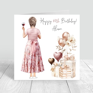 Personalised Women's Happy Birthday card, Greeting Card, Birthday Cards for Her Sister Bestie Pink 25th 30th 35th 40th 50th 60th 1170