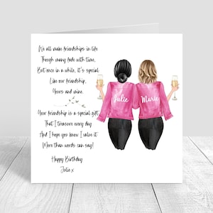 Cartão de feliz aniversário personalizado para melhor amiga, feito à mão para sua irmã, melhor prima, 18, 21, 25, 30, 35, 40, 50 e 60 anos, 1736