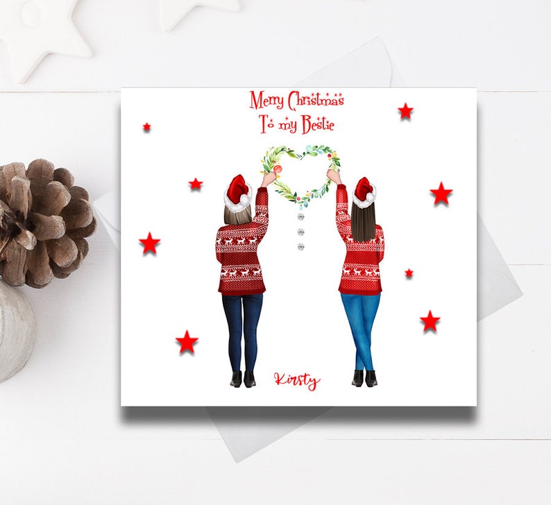 Merry Christmas Best Friend Christmas Card Personalised Xmas - Etsy UK