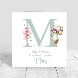Carte d'anniversaire personnalisée pour filles de A à Z vert sauge initiale petite-fille fille soeur nièce ami 2e 3e 4e 5e 6e 7e carte de voeux 840