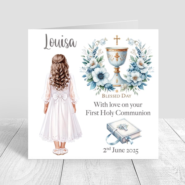 First Holy Communion Card Handmade Personalised for Girls Granddaughter Daughter Niece Sister Personalise Holy communion gift for girls 1466