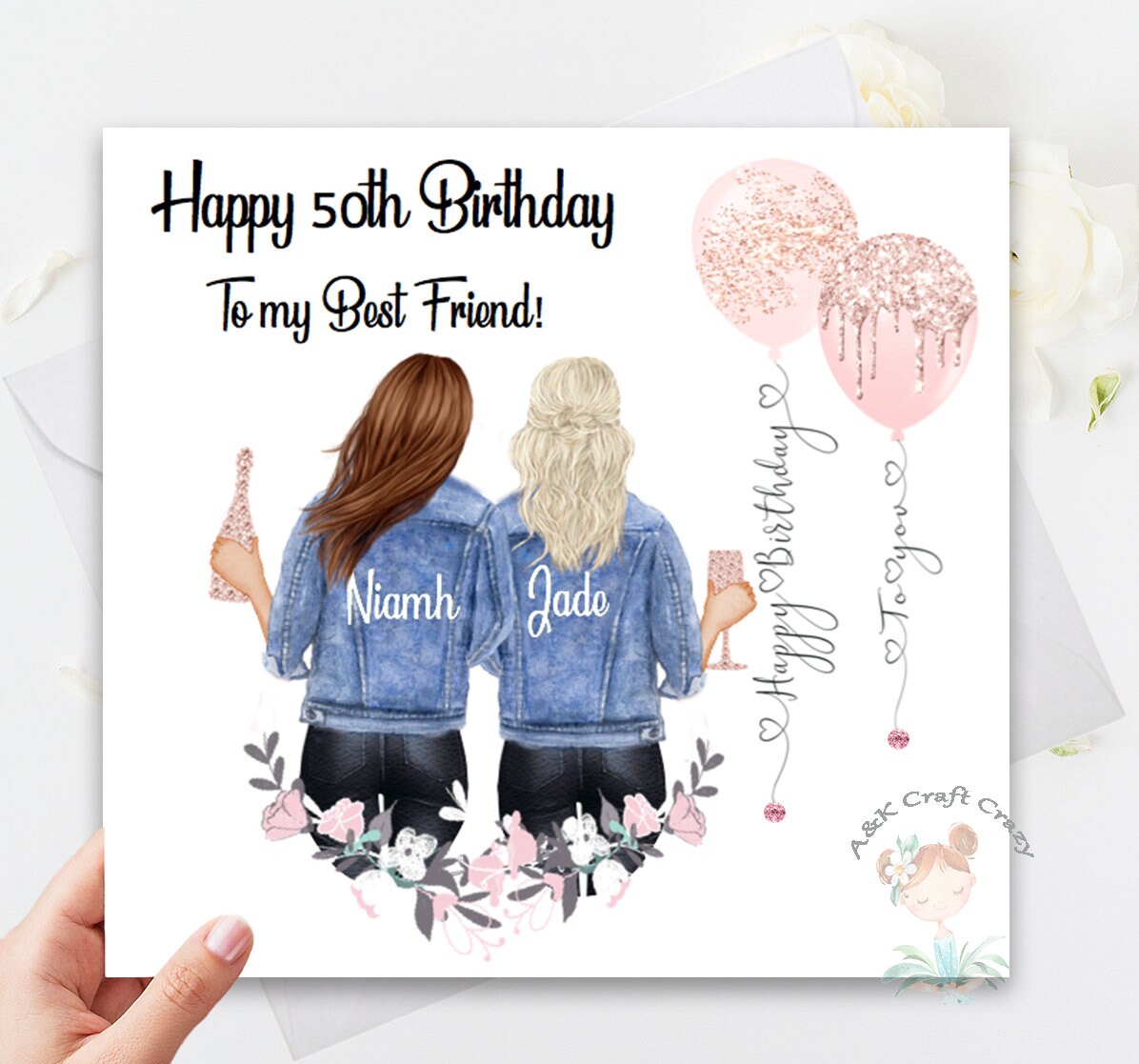Buy Birthday Card Women's Best Friend Handmade/ Personalised ...
