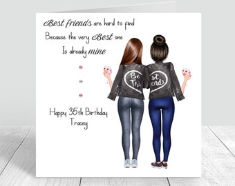 Birthday Card Women's Best Friend Handmade/ Personalised Sister/ Bestie / Auntie / 18th 21st 25th 30th 40th 50th