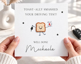 Personalised Driving Test Passed Card, Funny Toast Pun Card, Congratulations New Driver Card, 3D Well Done Card, You Smashed It Card 3141