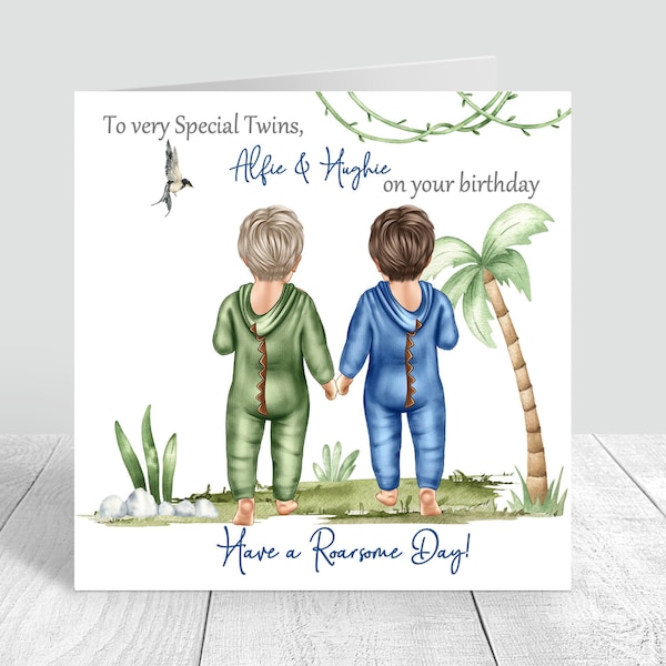 Personalised Twin Boys Birthday Card Boys Handmade and Personalised Cards 1st 2nd 3rd Birthday Grandson Son Nephew Brother  444