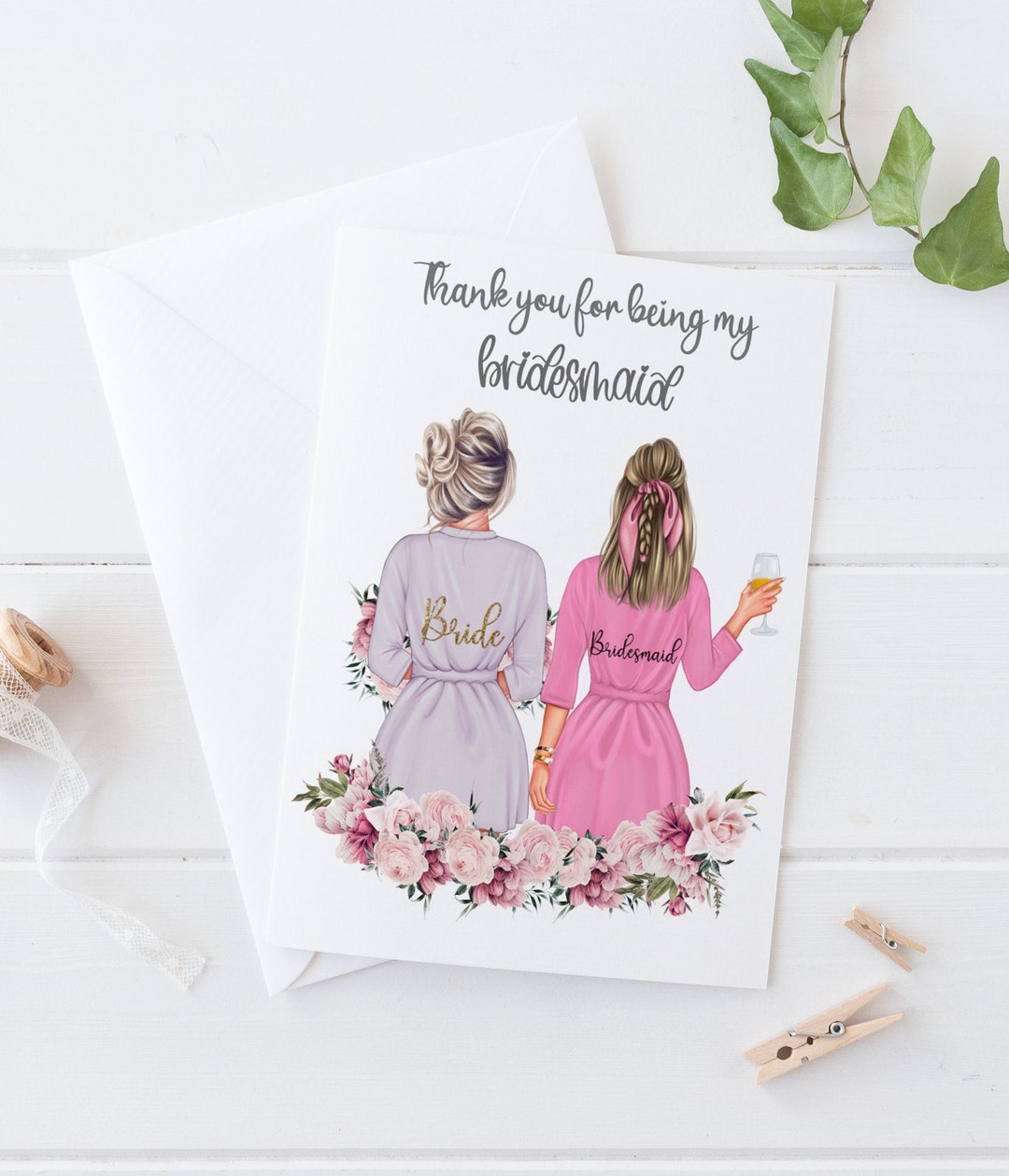 Personalised Thank You Bridesmaid Card Team Bride Bride Tribe Custom ...