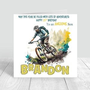 Cartão de aniversário personalizado para meninos/homens, cartão de aniversário de mountain bike, feliz aniversário, filho, irmão, marido, parceiro, tio, namorado. 746