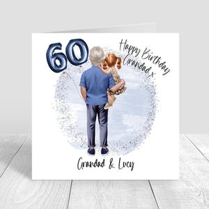 Carte d'anniversaire personnalisée pour homme, carte d'anniversaire grand-père et petite-fille, carte de voeux, joyeux anniversaire 50e 60e 70e 1335