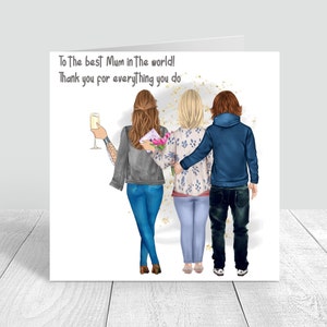 Biglietto personalizzato per mamma, figlia e figlio, fatto a mano, per la festa della mamma, regali per la festa della mamma, mamma/mamma/mamma