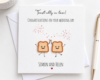 Personalised Wedding Card, Funny Toast Wedding Card, Wedding Day Congratulations Card, Cute 3D Card for Newlyweds, Toast-ally in Love 3134