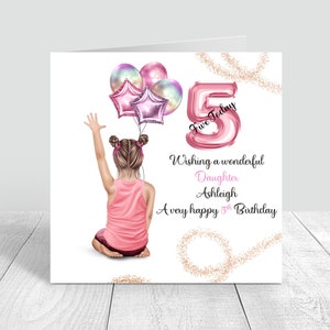 Biglietto d'auguri personalizzato per ragazze Arcobaleno 5° compleanno 6° 7° Biglietto d'auguri fatto a mano Biglietto di buon compleanno Figlia Nipote Sorella 582