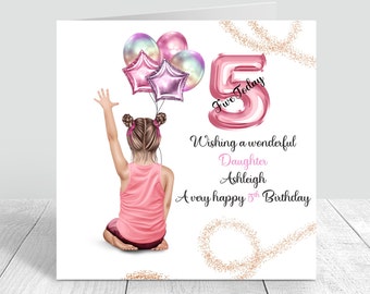 Personalised Girls Birthday Card Rainbow 5th Birthday 6th 7th Handmade Greeting Card Happy Birthday Card Daughter Granddaughter Sister 582