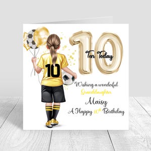 Girls Personalised Football Birthday Card,Birthday Soccer Card,football Kit Birthday Card,Daughter Yellow Kit 5th 6th 8th 12th 1535