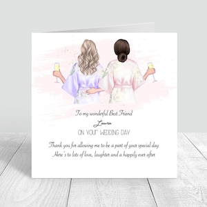 On Your Wedding Day Handmade Personalised Card  for Best Friend/ Sister/ cousin Various Hairstyles