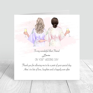 An Ihrem Hochzeitstag handgemachte personalisierte Karte für beste Freundin / Schwester / Cousin Verschiedene Frisuren