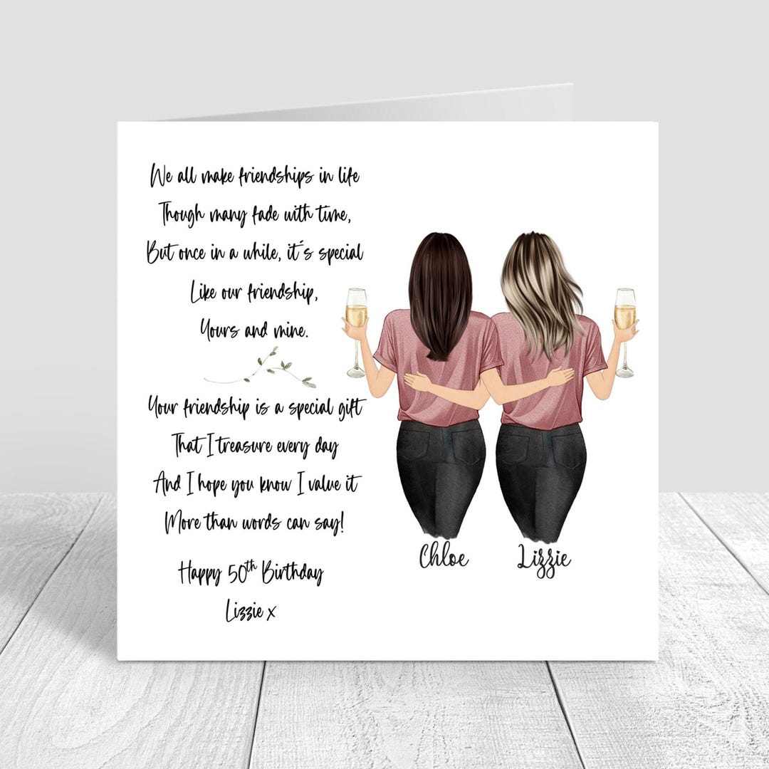 Personalised Women's Happy Birthday Card Best Friend Handmade Card for ...