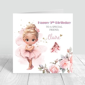 Carte d'anniversaire personnalisée fille/soeur/cousine/amie/petite-fille 3ème 4ème 5ème 6ème 8ème 10ème anniversaire carte d'anniversaire 749