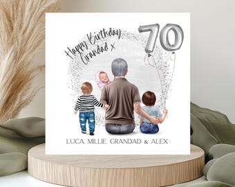 Personalised 70th Birthday Card for Grandpa – Custom Grandad Card from Grandchildren, Unique Keepsake Gift, Family Card, Men's 80th 2097