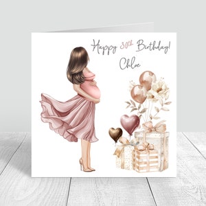 Carte personnalisée de joyeux anniversaire de femme enceinte, future maman, carte d'anniversaire, meilleure amie, fille, petite-fille, nièce, carte faite main 1046