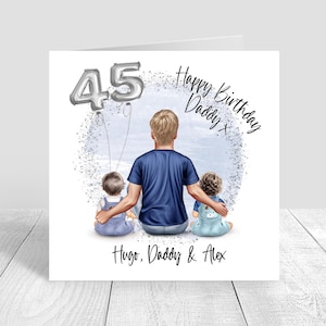 Personalised Mens Birthday Card Handmade Card,Dad & Son's Birthday Card,Cards for Dad with twins, Twin Boys,Happy Birthday 30th 40th 1696