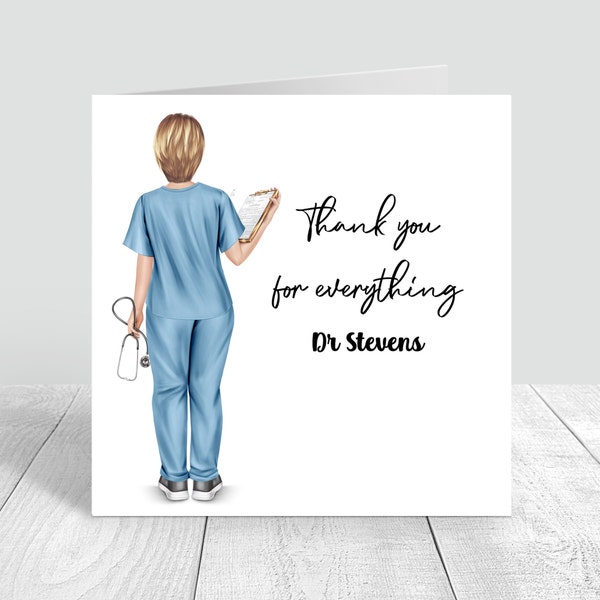 Thank You Doctor Handmade and personalised Card Thank you gifts *customise* Doctor card