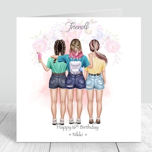 Personalised Girls Birthday Card Friends Greeting Card for Daughter Granddaughter Sister Friend Niece  12th 13th 14th 15th 16 birthday 0068